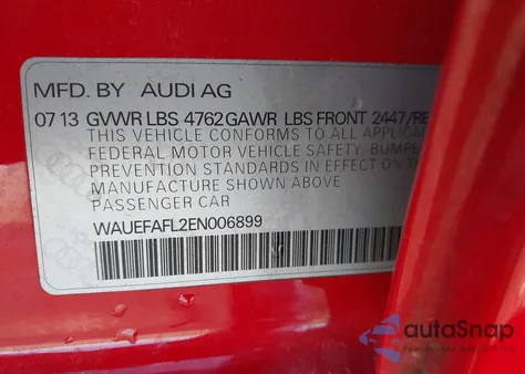 2014 Audi A4 2.0T Premium z USA, uszkodzony, nr VIN WAUEFAFL2EN006899